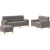 Sofa Sofos komplektas su pagalvėmis, 3 dalių, taupe, audinys