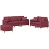 Sofa Sofos komplektas su pagalvėmis, 3 dalių, vyno, audinys