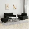 Sofa Sofos komplektas su pagalvėmis, 3 dalių, juodas, audinys