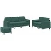 Sofa Sofos komplektas su pagalvėmis, 3 dalių, žalias, aksomas