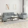 Sofa Sofos komplektas su pagalvėmis, 3 dalių, pilkas, audinys