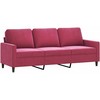 Sofa Sofos komplektas su pagalvėmis, 3 dalių, vyno, aksomas