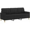 Sofa Sofos komplektas su pagalvėmis, 3 dalių, juodas, audinys