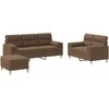 Sofa Sofos komplektas su pagalvėmis, 3 dalių, rudas, audinys