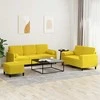 Sofa Sofos komplektas su pagalvėmis, 3 dalių, geltonas, aksomas