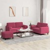 Sofa Sofos komplektas su pagalvėmis, 3 dalių, vyno, aksomas