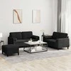 Sofa Sofos komplektas su pagalvėmis, 3 dalių, juodas, aksomas
