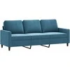Sofa Sofos komplektas su pagalvėmis, 3 dalių, mėlynas, aksomas