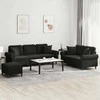 Sofa Sofos komplektas su pagalvėmis, 3 dalių, juodas, aksomas