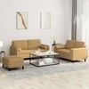 Sofa Sofos komplektas su pagalvėmis, 3 dalių, rudas, aksomas