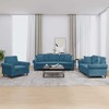 Sofa Sofos komplektas su pagalvėmis, 3 dalių, mėlynas, aksomas
