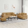 Sofa Sofos komplektas su pagalvėmis, 3 dalių, rudas, aksomas