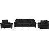 Sofa Sofos komplektas su pagalvėmis, 3 dalių, juodas, aksomas