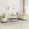 Sofa Sofos komplektas su pagalvėmis, 3 dalių, kreminis, dirbtinė oda