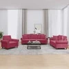 Sofa Sofos komplektas su pagalvėmis, 3 dalių, vyno, aksomas