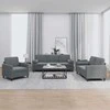 Sofa Sofos komplektas su pagalvėmis, 3 dalių, pilkas, aksomas