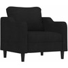Sofa Sofos komplektas su pagalvėmis, 3 dalių, juodas, audinys