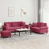 Sofa Sofos komplektas su pagalvėmis, 3 dalių, vyno, aksomas