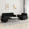 Sofa Sofos komplektas su pagalvėmis, 3 dalių, juodas, audinys