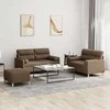Sofa Sofos komplektas su pagalvėmis, 3 dalių, rudas, audinys