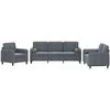 Sofa Sofos komplektas su pagalvėmis, 3 dalių, pilkas, aksomas