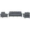 Sofa Sofos komplektas su pagalvėmis, 3 dalių, pilkas, aksomas
