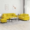 Sofa Sofos komplektas su pagalvėmis, 3 dalių, geltonas, aksomas