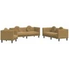Sofa Sofos komplektas su pagalvėmis, 3 dalių, rudas, aksomas