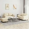 Sofa Sofos komplektas su pagalvėmis, 3 dalių, kreminis, audinys