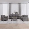 Sofa Sofos komplektas su pagalvėmis, 3 dalių, pilkas, dirbtinė oda