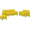 Sofa Sofos komplektas su pagalvėmis, 3 dalių, geltonas, aksomas