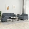Sofa Sofos komplektas su pagalvėmis, 3 dalių, pilkas, aksomas