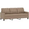 Sofa Sofos komplektas su pagalvėmis, 3 dalių, kapučino, dirbtinė oda