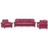 Sofa Sofos komplektas su pagalvėmis, 3 dalių, vyno, aksomas