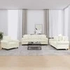 Sofa Sofos komplektas su pagalvėmis, 3 dalių, kreminis, aksomas