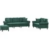 Sofa Sofos komplektas su pagalvėmis, 3 dalių, žalias, aksomas