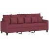 Sofa Sofos komplektas su pagalvėmis, 3 dalių, vyno, audinys