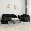 Sofa Sofos komplektas su pagalvėmis, 3 dalių, juodas, audinys