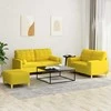 Sofa Sofos komplektas su pagalvėmis, 3 dalių, geltonas, audinys