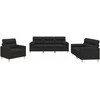 Sofa Sofos komplektas su pagalvėmis, 3 dalių, juodas, audinys