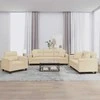 Sofa Sofos komplektas su pagalvėmis, 3 dalių, kreminis, audinys