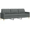 Sofa Sofos komplektas su pagalvėmis, 3 dalių, pilkas, audinys