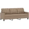Sofa Sofos komplektas su pagalvėmis, 3 dalių, kapučino, dirbtinė oda