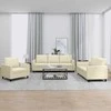 Sofa Sofos komplektas su pagalvėmis, 3 dalių, kreminis, dirbtinė oda