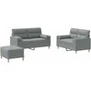 Sofa Sofos komplektas su pagalvėmis, 3 dalių, pilkas, audinys