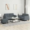 Sofa Sofos komplektas su pagalvėmis, 3 dalių, pilkas, aksomas