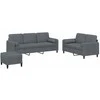 Sofa Sofos komplektas su pagalvėmis, 3 dalių, pilkas, aksomas
