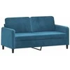 Sofa Sofos komplektas su pagalvėmis, 3 dalių, mėlynas, aksomas