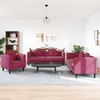 Sofa Sofos komplektas su pagalvėmis, 3 dalių, vyno, aksomas