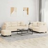 Sofa Sofos komplektas su pagalvėmis, 3 dalių, smėlio, audinys